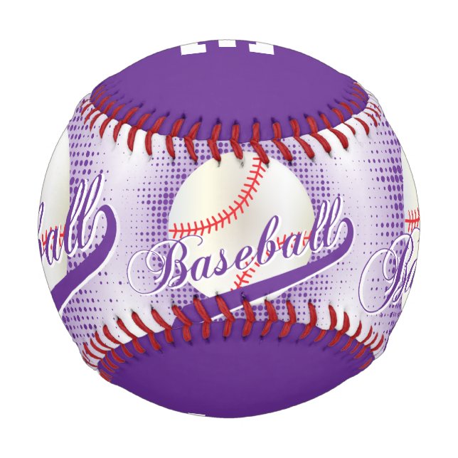 Pelota De Béisbol Violeta | Deportes de béisbol Retro Blanco (Reverso)