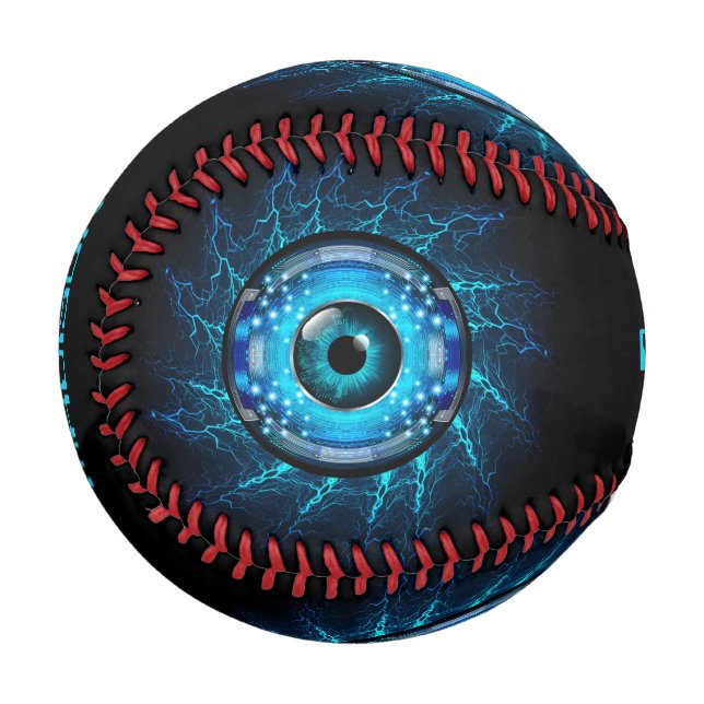 Pelota De Béisbol Vista de circuito cibernético de nombre personaliz (Reverso derecho)