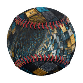 Pelota De Béisbol Vórtice geométrico de oro azul de lujo