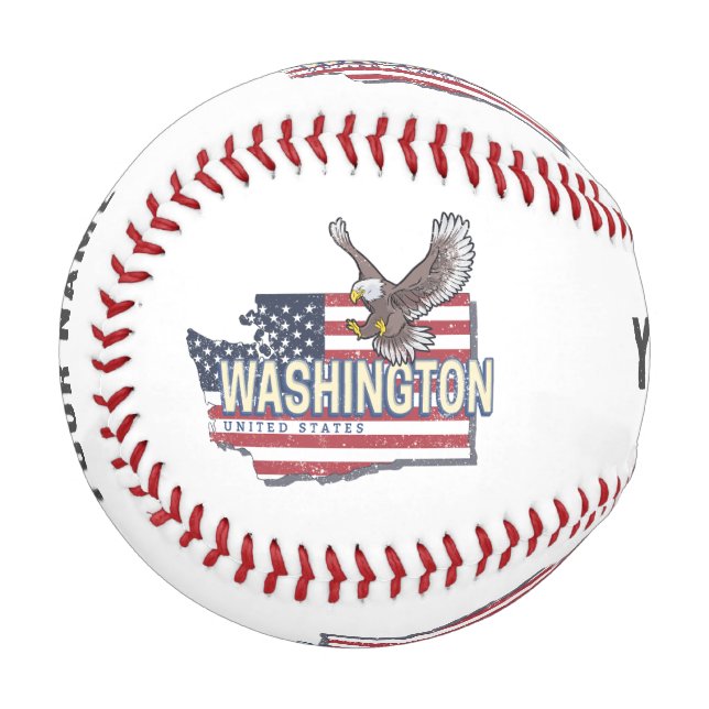 Pelota De Béisbol Washington State United States Map USA Souvenir (Anverso izquierdo)
