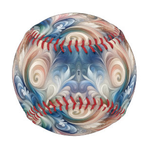 Pelota De Béisbol Watercolor Fantasía Patrón romántico floral