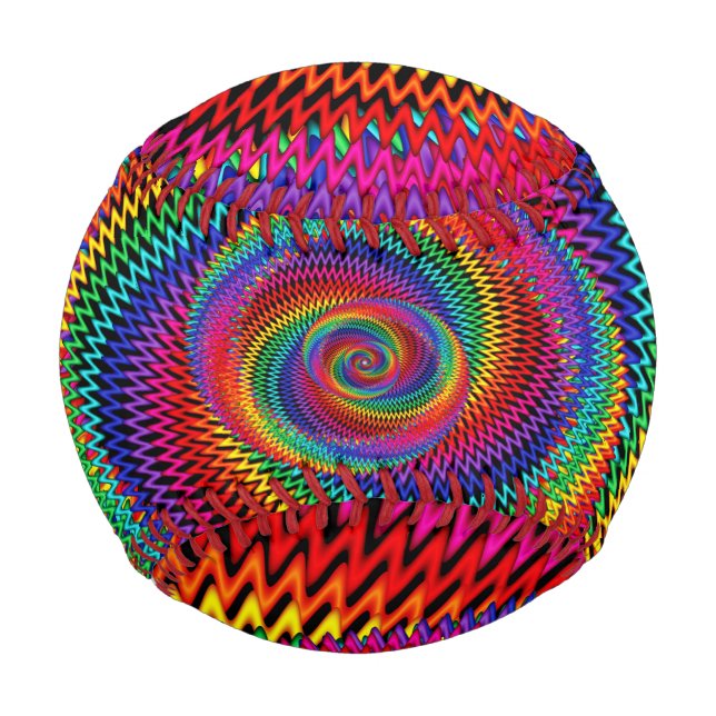 Pelota De Béisbol Wavy Rainbow Spiral Fractal Baseball (Anverso)