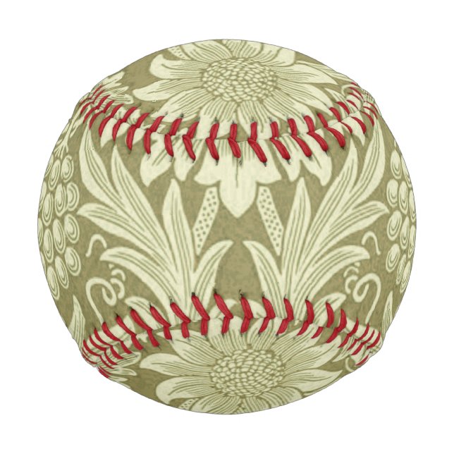 Pelota De Béisbol William Morris Sunflower Green Flower (Anverso)