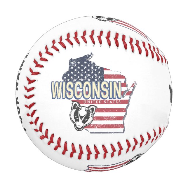 Pelota De Béisbol Wisconsin Estados Unidos Mapa de Estados Unidos Vi (Anverso izquierdo)