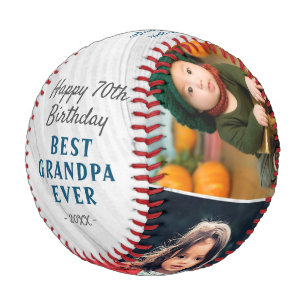 Pelota De Béisbol Wood Happy Birthday Grandpa 3 Collage de fotos