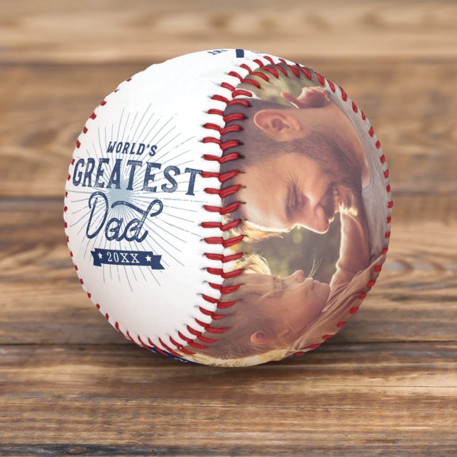 Pelota De Béisbol World's Greatest Dad Baseball Bat Monogram & Photo (Subido por el creador)