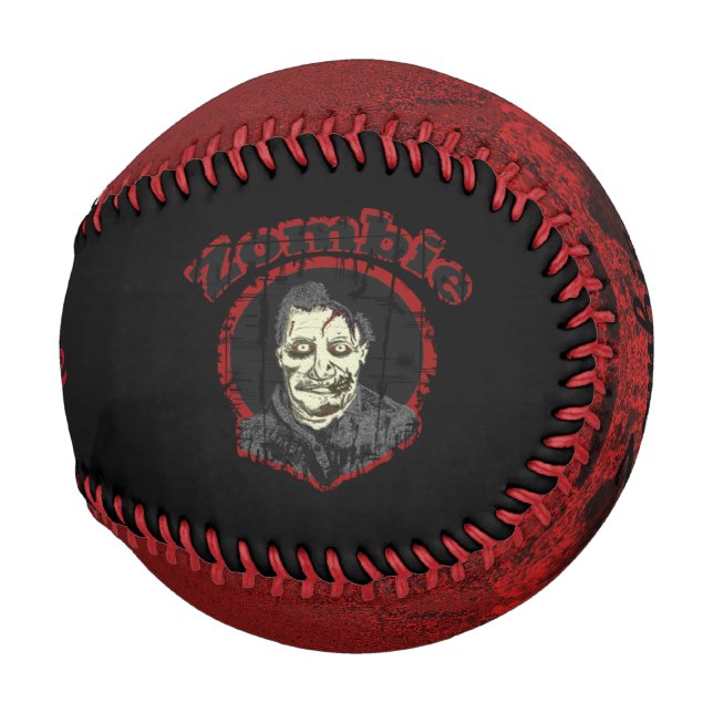 Pelota De Béisbol Zombie, Béisbol - Rojo y Negro 2 (Reverso Izquierdo)