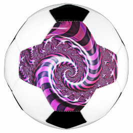 Pelota de fútbol de ilusión espiral rosa y negra