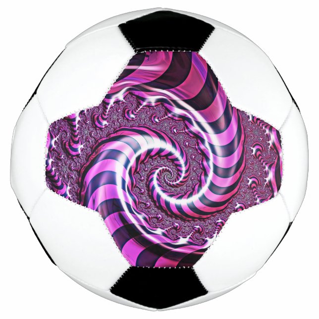 Pelota de fútbol de ilusión espiral rosa y negra (Anverso)
