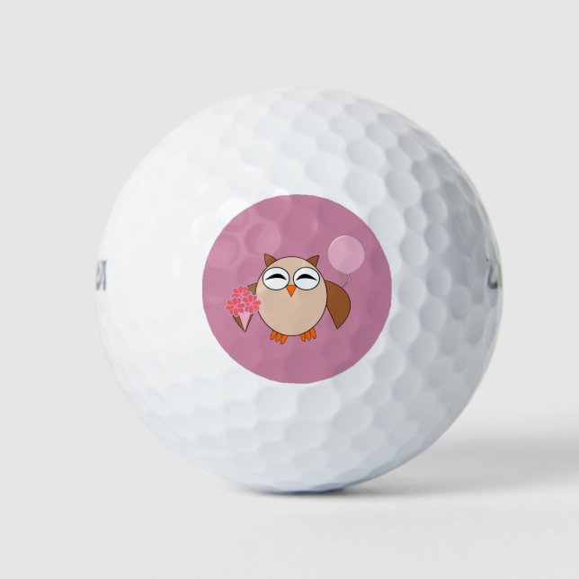Pelota de Golf Búho de Cumpleaños (Anverso)