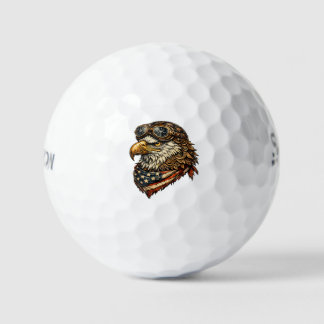 Pelota de golf con águila calva patriótica con ban