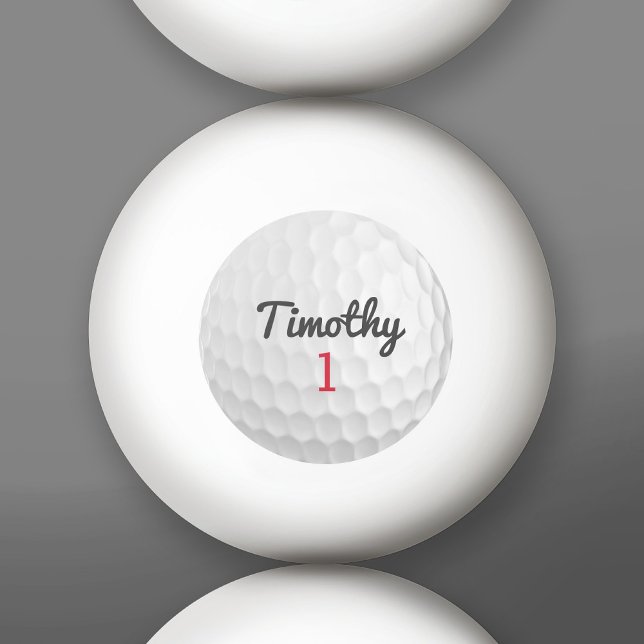Pelota de golf con número rojo de nombre negro (Custom Ping Pong Balls)