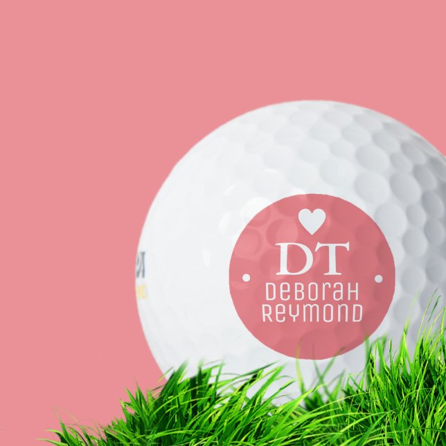 Pelota de golf con su nombre Monograma rosa femeni (Subido por el creador)
