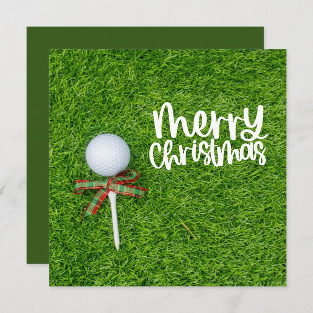 Pelota de golf con tee de Navidad para el día fest (Anverso / Reverso)