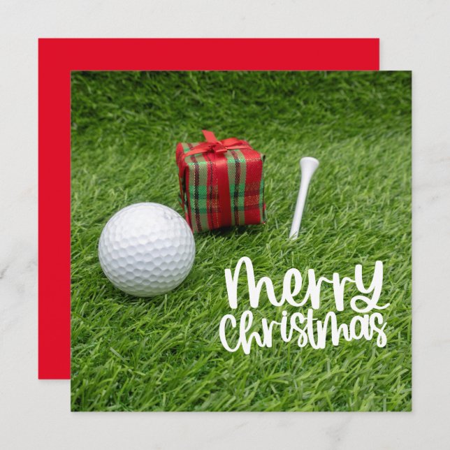 Pelota de golf con tee de Navidad para las vacacio (Anverso / Reverso)