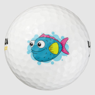 pelota de golf de peces con una sonrisa