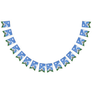 pelota de golf en césped para banderas de bunting 