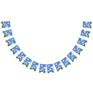 pelota de golf en césped para banderas de bunting 