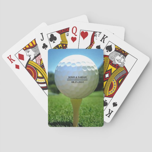 Pelota de golf en tee cartas de juego (Reverso)