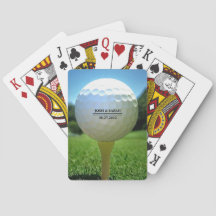Pelota de golf en tee cartas de juego