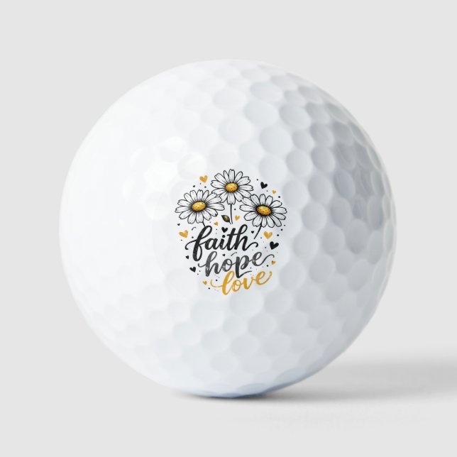 Pelota de Golf Faith, Hope, Love & Daisies   (Anverso)