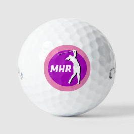 Pelota de golf Monograma de Pink/Purple Lady Golfe