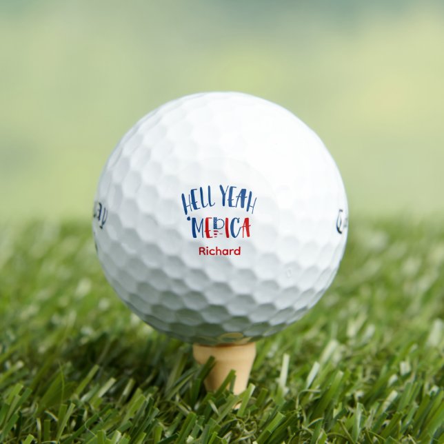 Pelota de Golf Monograma Hell Yeah Merica - Regalo (Camiseta in situ)
