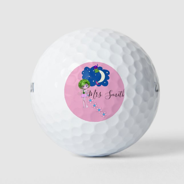 Pelota de golf Moon Pink Floral (Anverso)