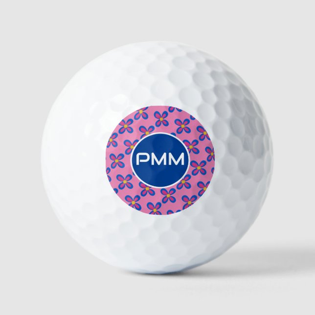 Pelota de golf personalizada de flor rosa (Anverso)