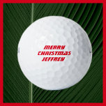 Pelota de golf personalizada, Feliz Navidad<br><div class="desc">¡Esta pelota de golf personalizada es un gran regalo para los Navidades! Ahora las bolas perdidas pueden ser fácilmente identificadas y devueltas. El texto es rojo - se puede cambiar fácilmente. ¡A los golfistas les encantará! Todos los derechos reservados © 2015 Alan & Marcia Socolik.</div>