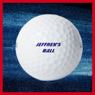 Pelota de golf personalizada, nombre en azul