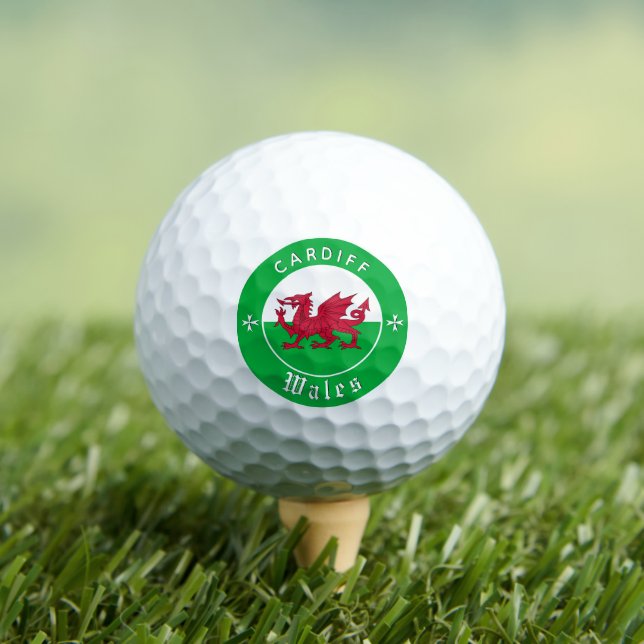 Pelota de golf Premium Wales, Cardiff, Bandera gal (Camiseta in situ)