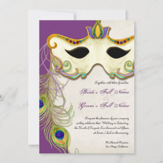 Pelota de máscaras de peacock - Invitación a la bo