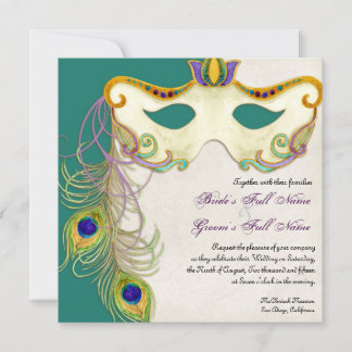 Pelota de máscaras de peacock - Invitación a la bo