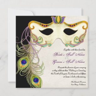 Pelota de máscaras de peacock - Invitación a la bo
