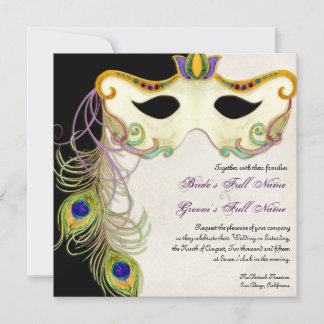 Pelota de máscaras de peacock - Invitación a la bo
