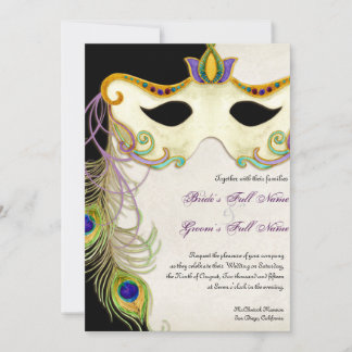 Pelota de máscaras de peacock - Invitación a la bo