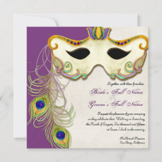 Pelota de máscaras de peacock - Invitación a la bo
