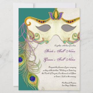 Pelota de máscaras de peacock - Invitación a la bo