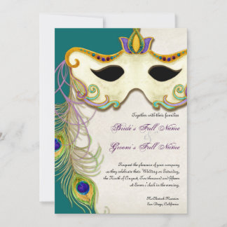Pelota de máscaras de peacock - Invitación a la bo
