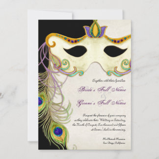 Pelota de máscaras de peacock - Invitación a la bo