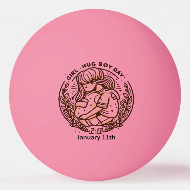 Pelota De Ping Pong 11 de enero - Día del Chica Hug Boy (Anverso)