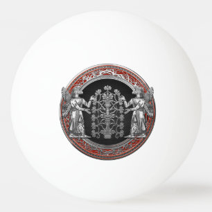 Pelota De Ping Pong [310] Dos Ninurtas plateadas con árbol de la vida