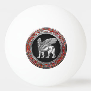 Pelota De Ping Pong [310] León alado asirio - Plata Lamassu