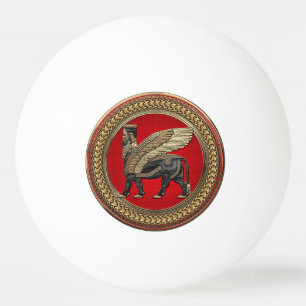 Pelota De Ping Pong [400] Toro alado asirio: Oro y Lamassu negro