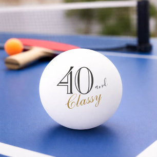 Pelota De Ping Pong 40 y Elegante Letra Elegante Cumpleaños 40