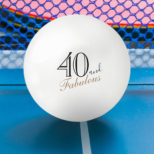 Pelota De Ping Pong 40 y Fabuloso Elegante Script 40 cumpleaños
