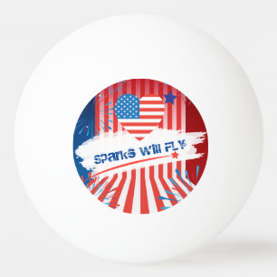 Pelota De Ping Pong 4 de julio: Personalizado el corazón de la bandera