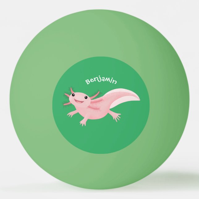 Pelota De Ping Pong Aaxolotl lindo rosa feliz (Anverso)
