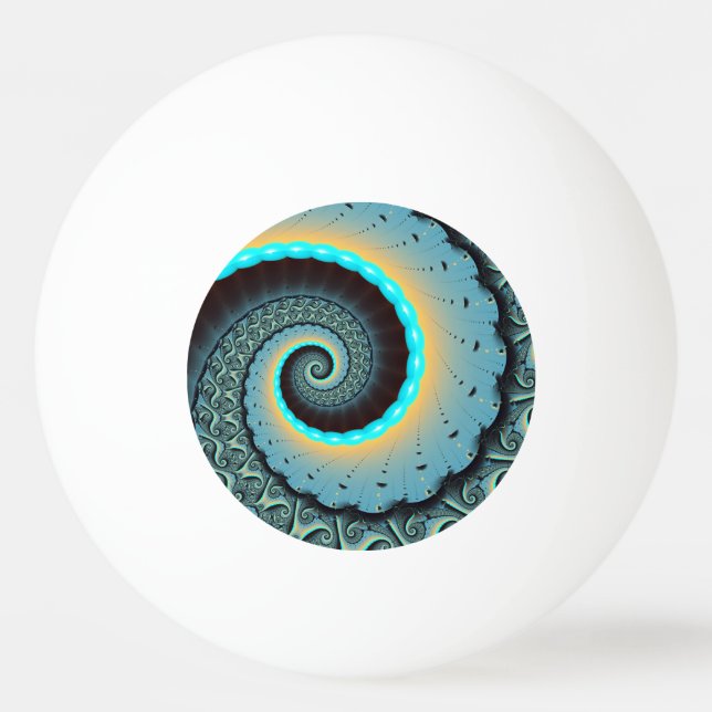 Pelota De Ping Pong Abstract Blue Turquoise Orange Fractal Art Spiral (Anverso)
